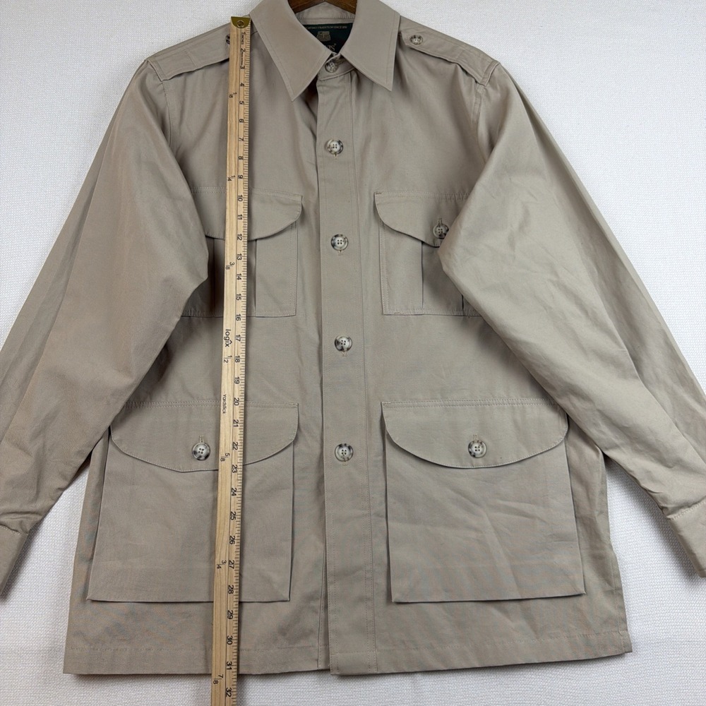 Orvis Safari Utility Jacket Mens 42 Tan Button Up Pockets (no belt) Outdoor - Picture 2 of 11
